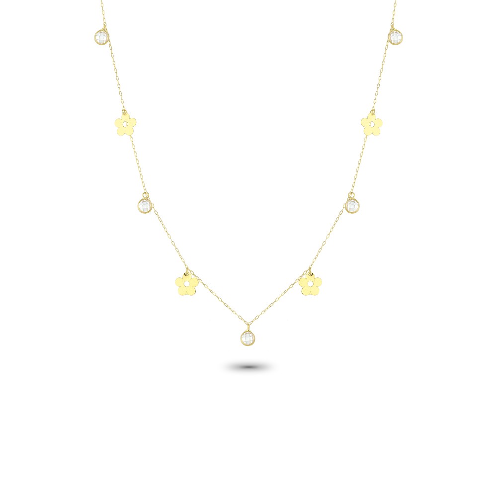 Glorria 14k Solid Gold Flower Luck Necklace