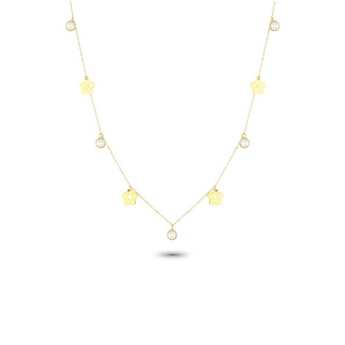 Glorria 14k Solid Gold Flower Luck Necklace Glorria 14k Solid Gold Flower Luck Necklace