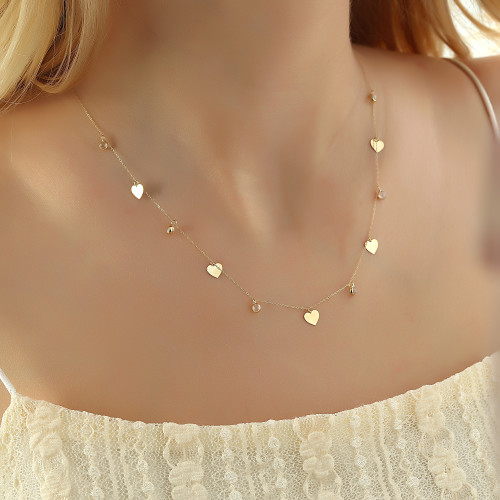 Glorria 14k Solid Gold Heart Luck Necklace Glorria 14k Solid Gold Heart Luck Necklace