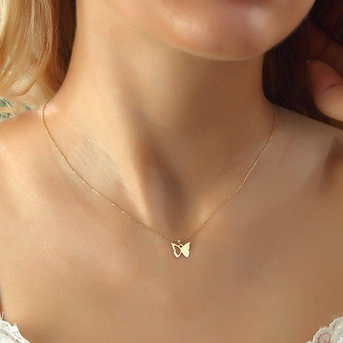 Glorria 14k Solid Gold Butterfly Necklace Glorria 14k Solid Gold Butterfly Necklace