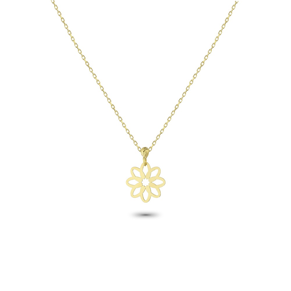 Glorria 14k Solid Gold Flower Necklace