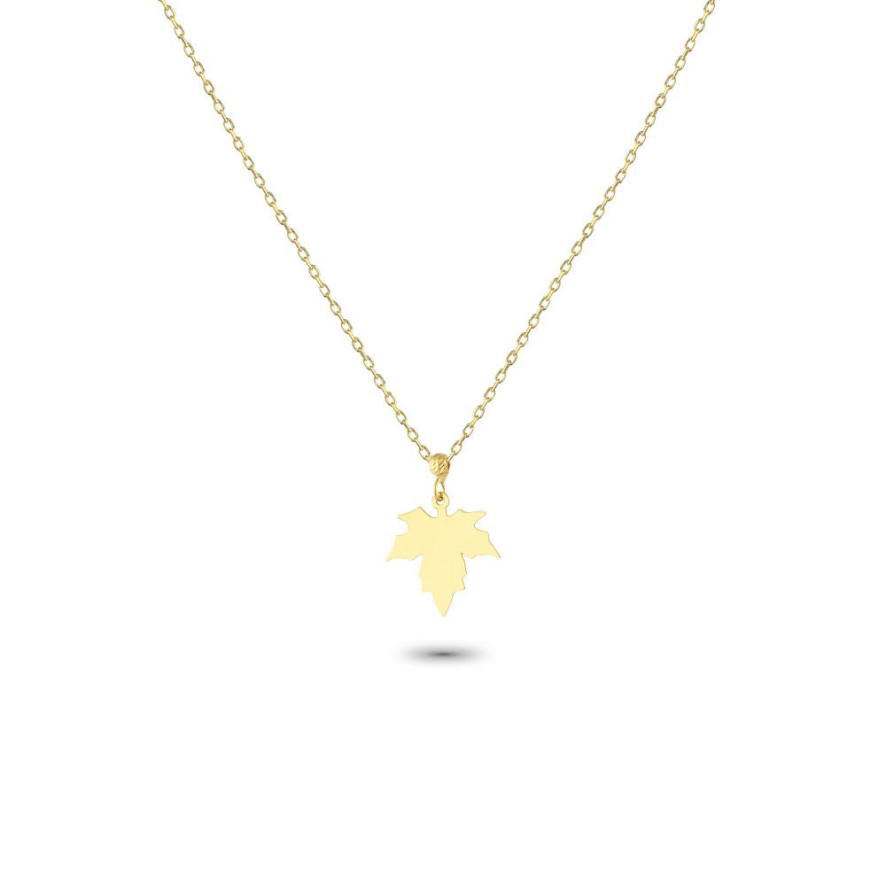 Glorria 14k Solid Gold Leaf Necklace