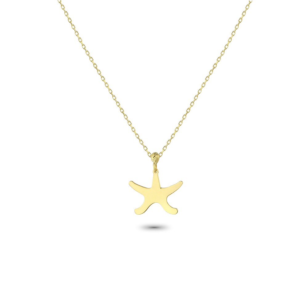 Glorria 14k Solid Gold Starfish Necklace