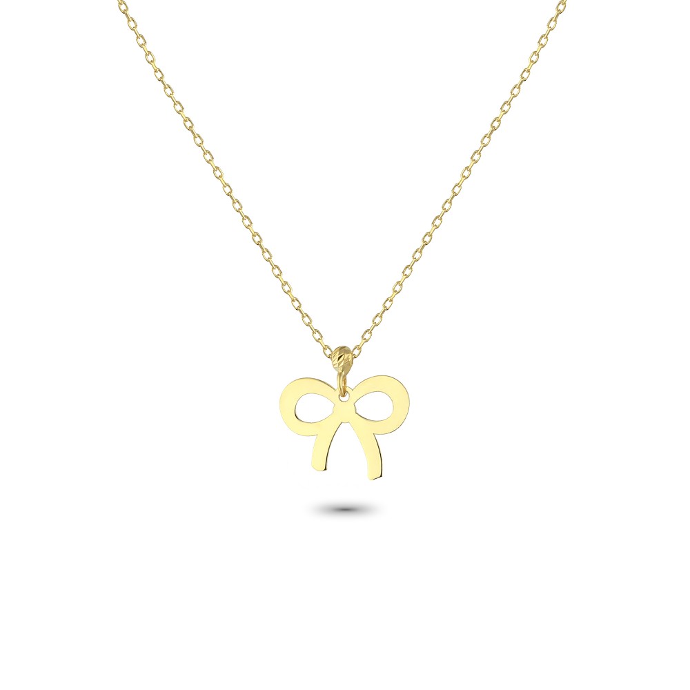 Glorria 14k Solid Gold Bow Necklace