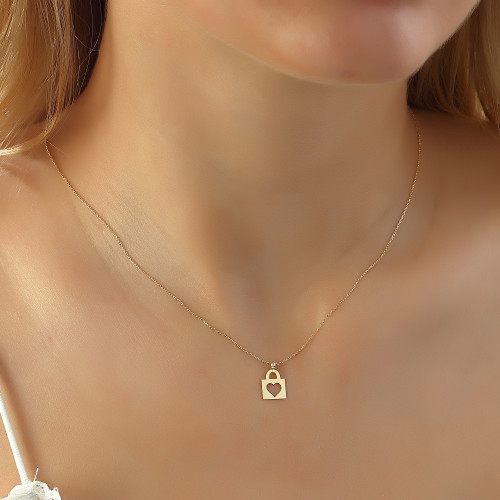 Glorria 14k Solid Gold Heart Lock Necklace Glorria 14k Solid Gold Heart Lock Necklace