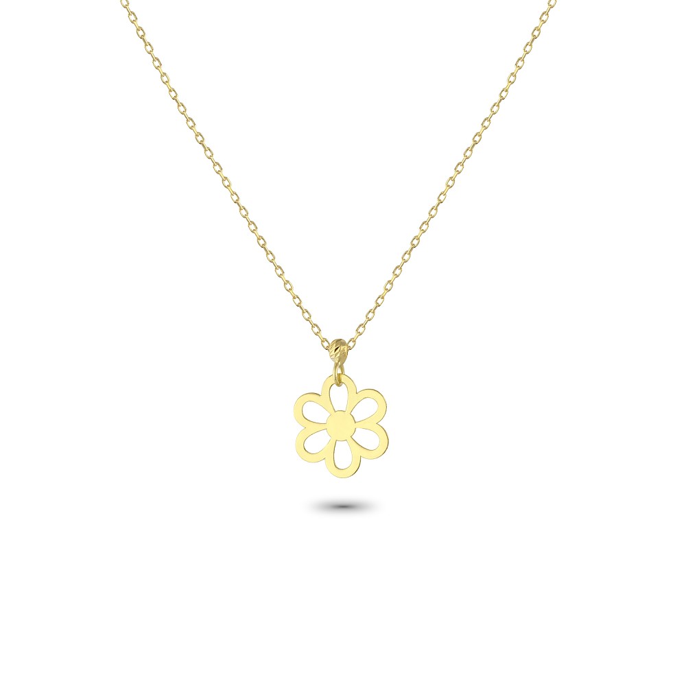 Glorria 14k Solid Gold Daisy Necklace