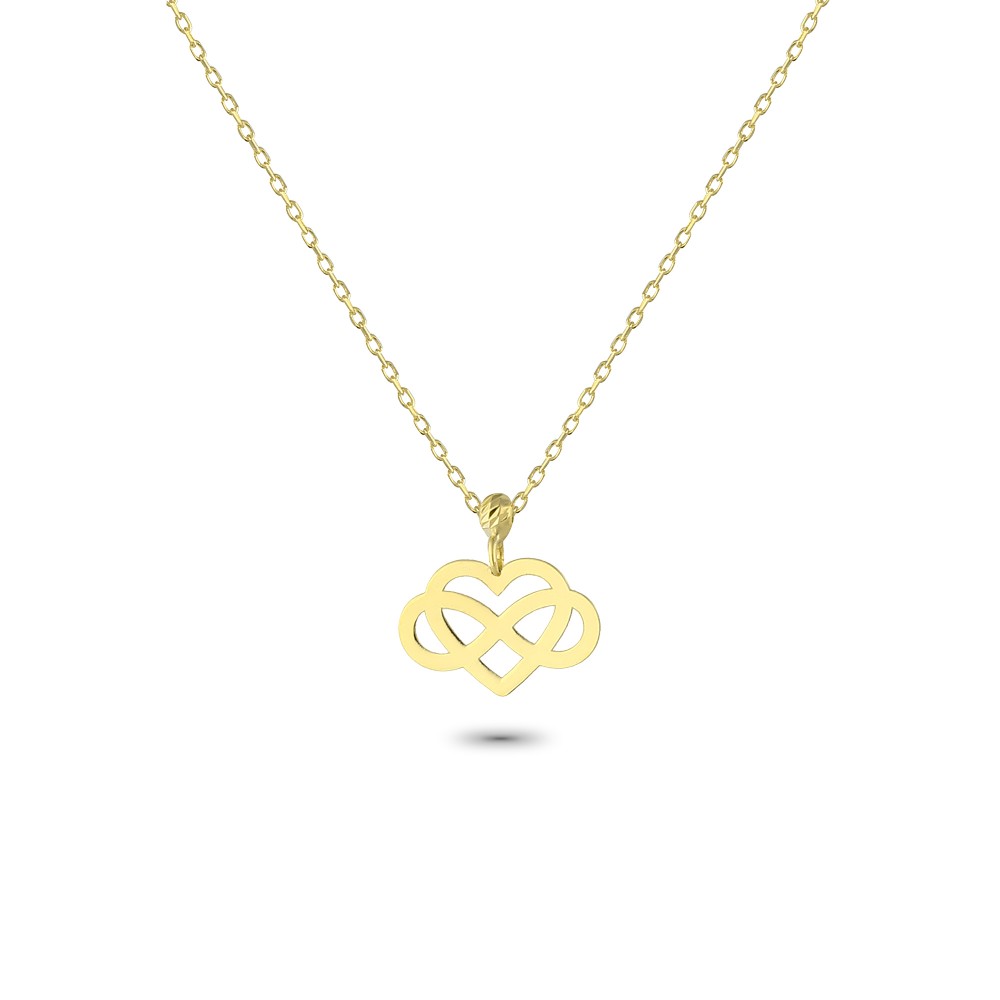 Glorria 14k Solid Gold Heart Infinity Necklace