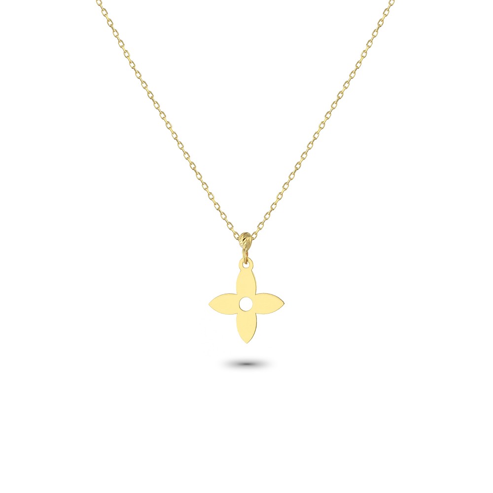 Glorria 14k Solid Gold Flower Necklace