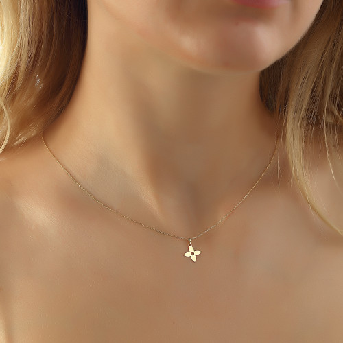 Glorria 14k Solid Gold Flower Necklace Glorria 14k Solid Gold Flower Necklace