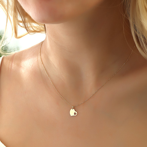 Glorria 14k Solid Gold Heart Necklace Glorria 14k Solid Gold Heart Necklace
