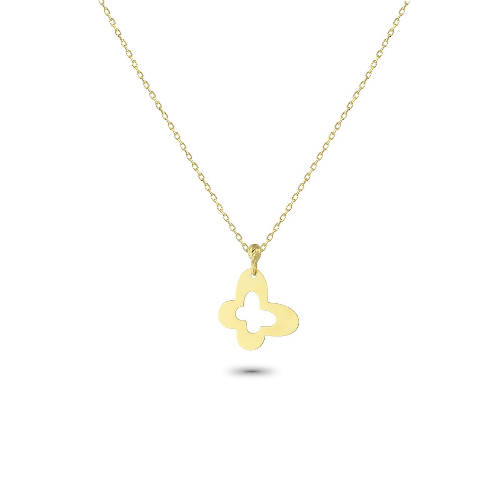 Glorria 14k Solid Gold Butterfly Necklace