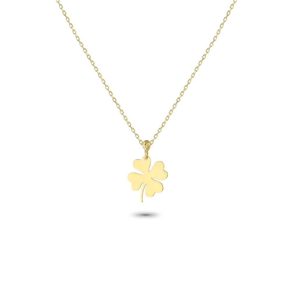 Glorria 14k Solid Gold Clover Necklace