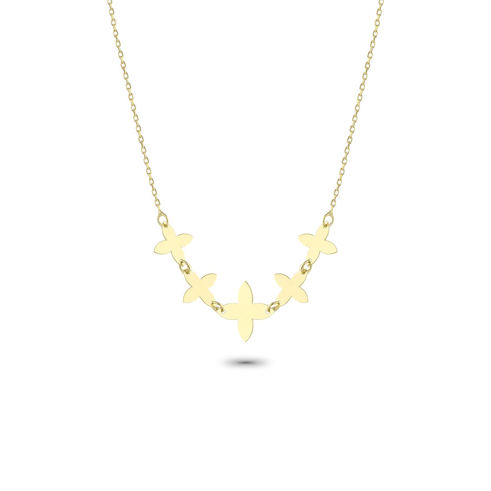 Glorria 14k Solid Gold Flower Necklace