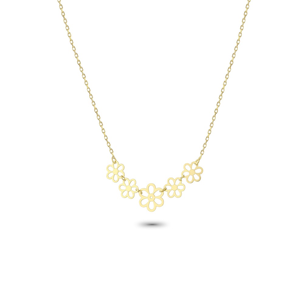 Glorria 14k Solid Gold Daisy Necklace