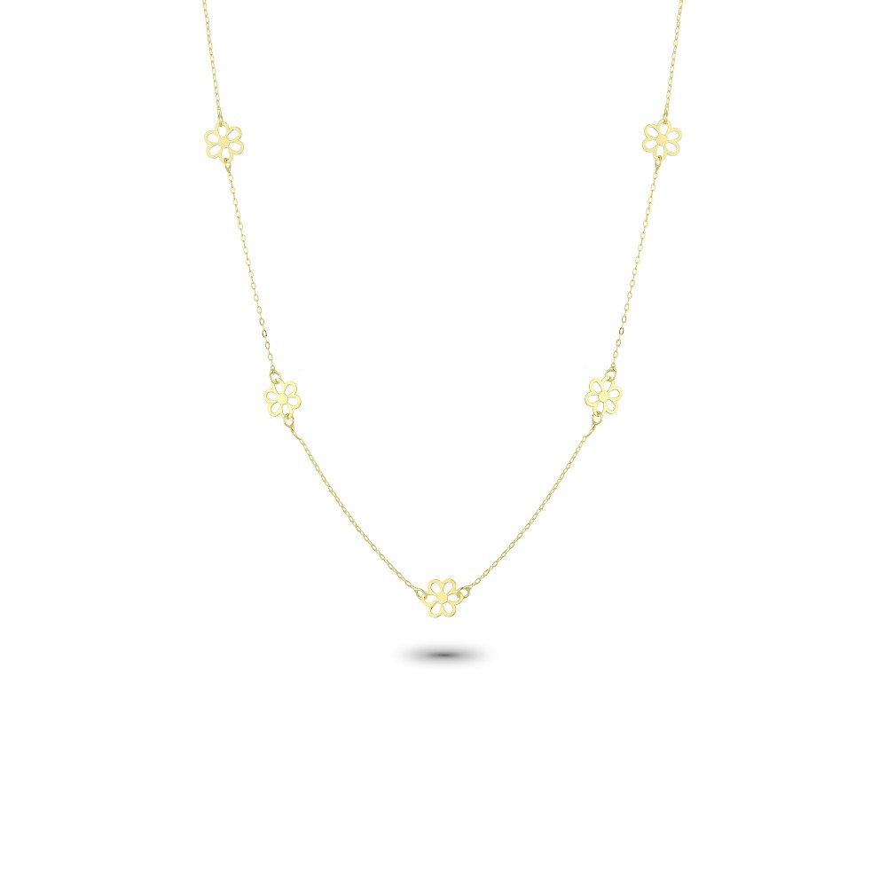 Glorria 14k Solid Gold Daisy Necklace