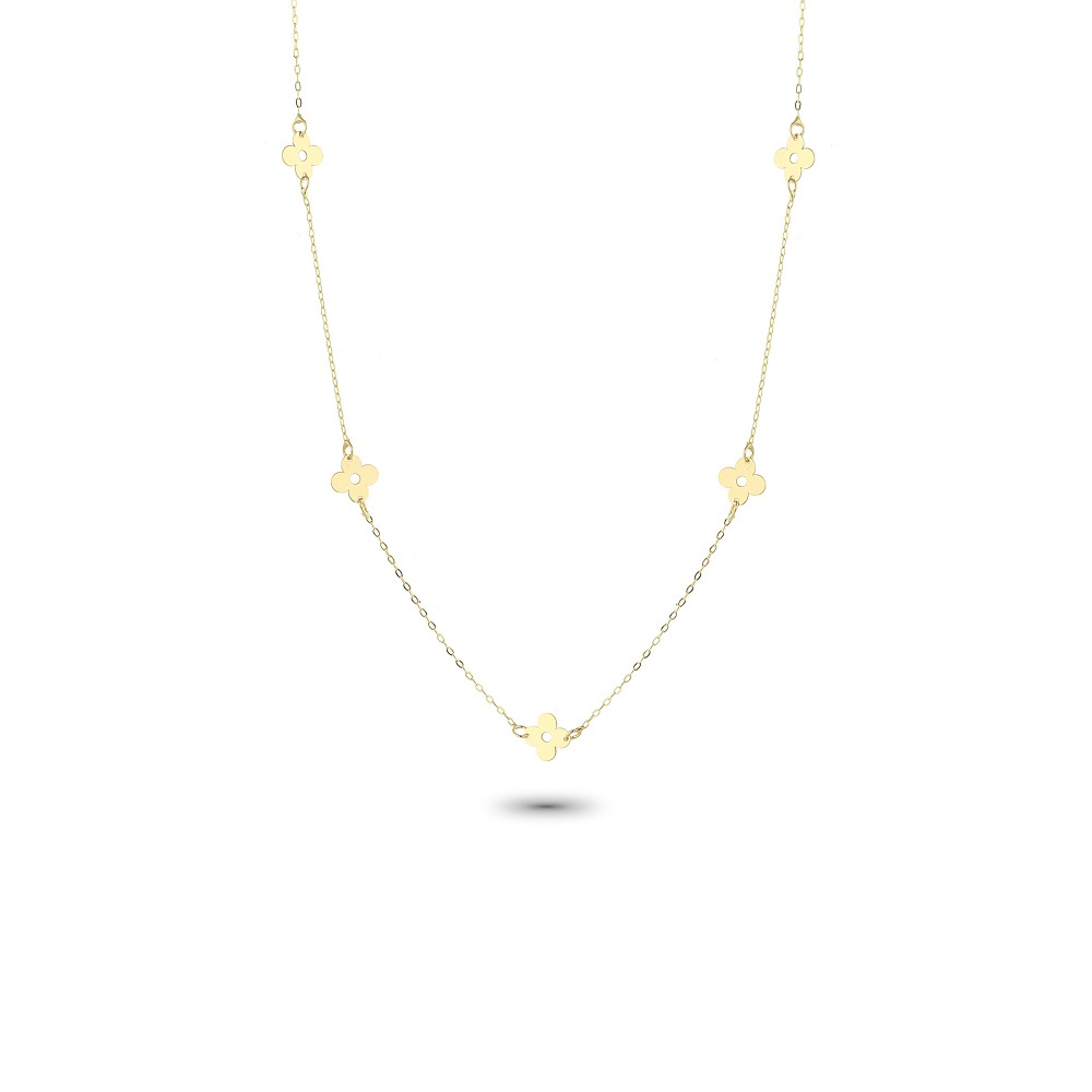 Glorria 14k Solid Gold Flower Necklace