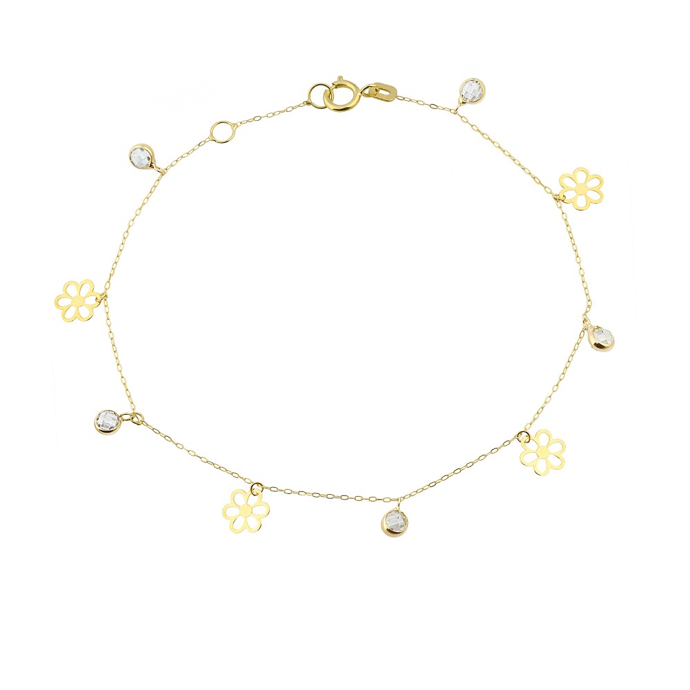 Glorria 14k Solid Gold Daisy Bracelet