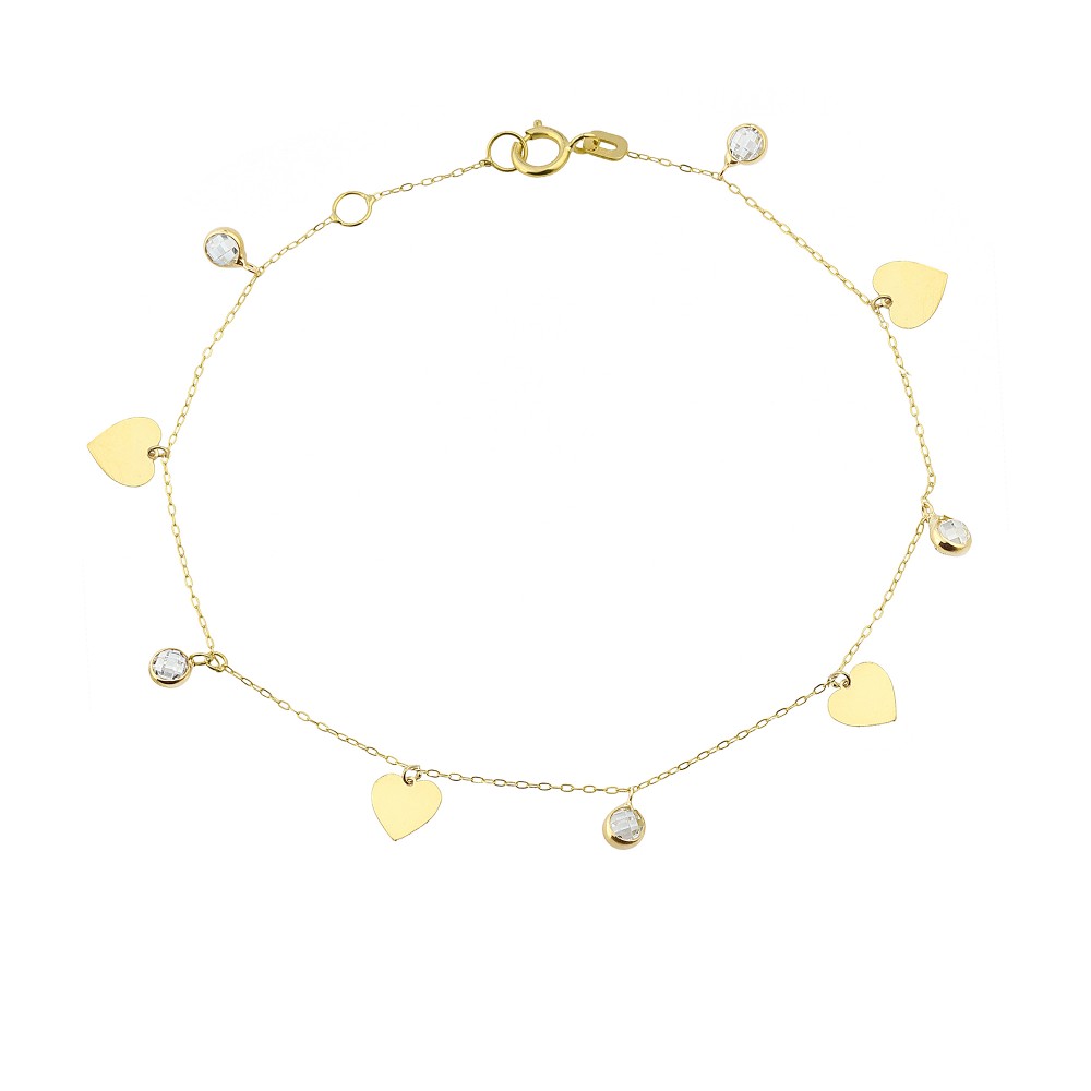 Glorria 14k Solid Gold Heart Bracelet