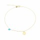 Glorria 14k Solid Gold Turquoise Stone Clover Anklet