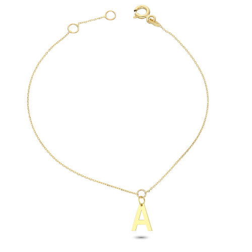 Glorria 14k Solid Gold Letter A Bracelet Glorria 14k Solid Gold Letter A Bracelet