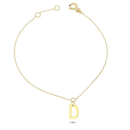 Glorria 14k Solid Gold Letter D Bracelet Glorria 14k Solid Gold Letter D Bracelet