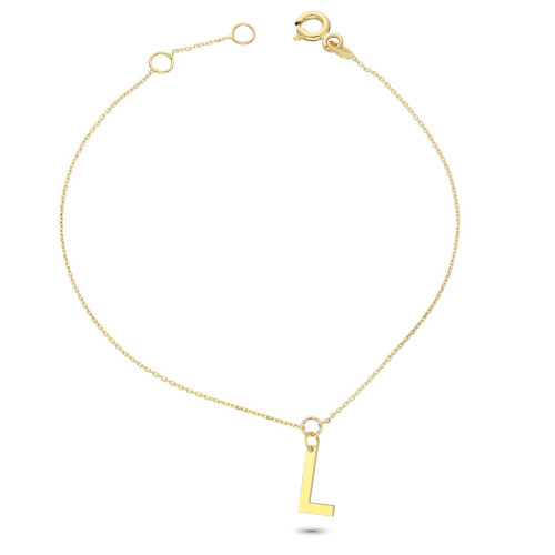 Glorria 14k Solid Gold Letter L Bracelet Glorria 14k Solid Gold Letter L Bracelet