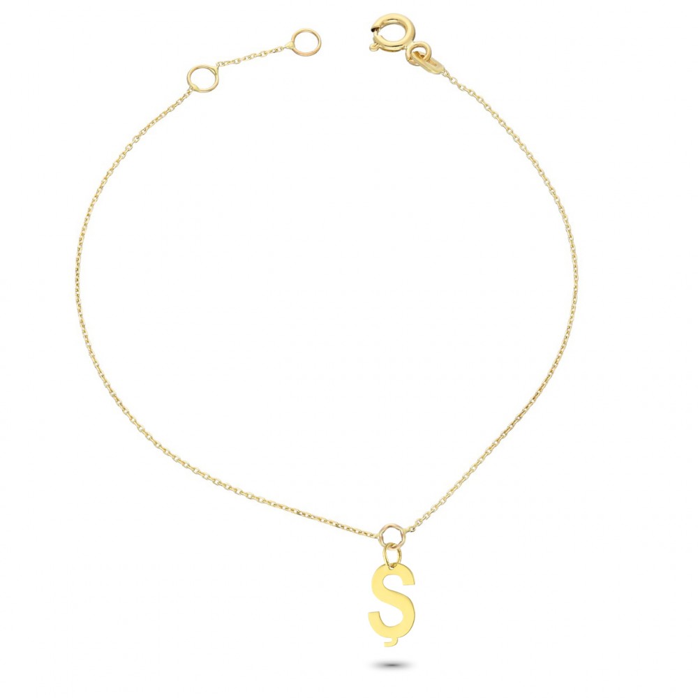 Glorria 14k Solid Gold Letter Ş Bracelet