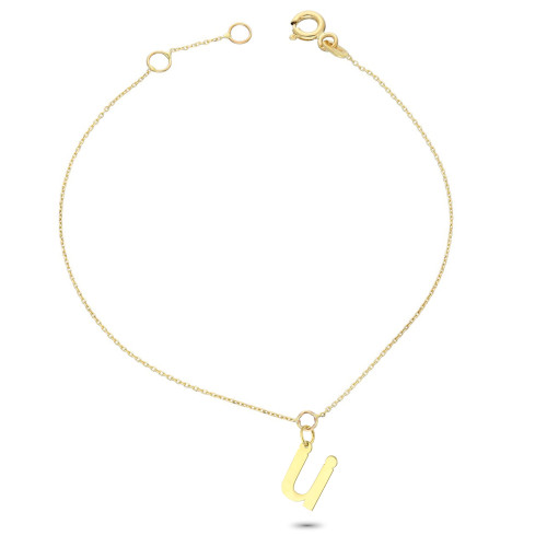 Glorria 14k Solid Gold Letter Ü Bracelet Glorria 14k Solid Gold Letter Ü Bracelet
