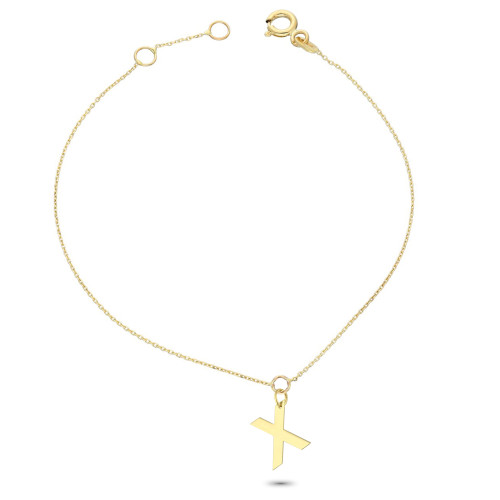 Glorria 14k Solid Gold Letter X Bracelet Glorria 14k Solid Gold Letter X Bracelet