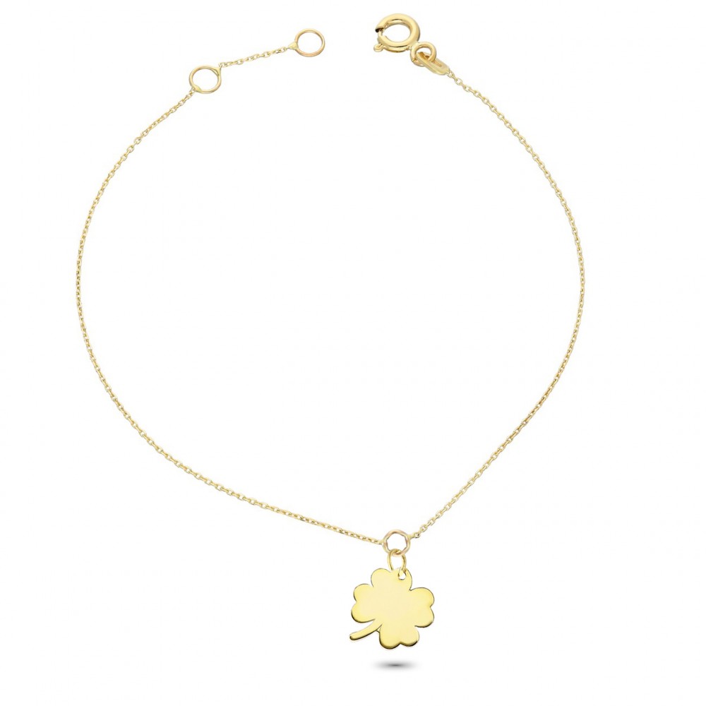 Glorria 14k Solid Gold Clover Bracelet