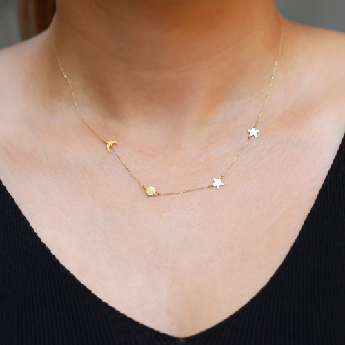 Glorria 14k Solid Gold Luck Necklace Glorria 14k Solid Gold Luck Necklace