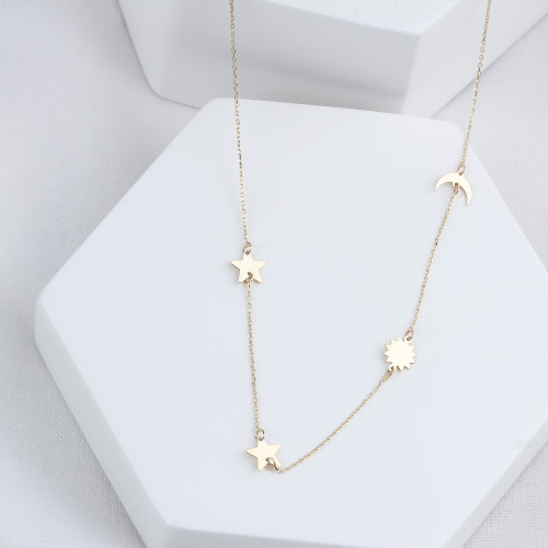 Glorria 14k Solid Gold Luck Necklace Glorria 14k Solid Gold Luck Necklace