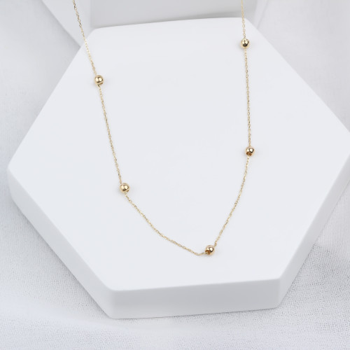 Glorria 14k Solid Gold Ball Necklace