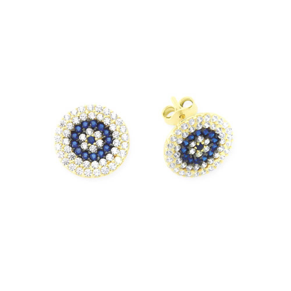 Glorria 14k Solid Gold Evil Eye Earring