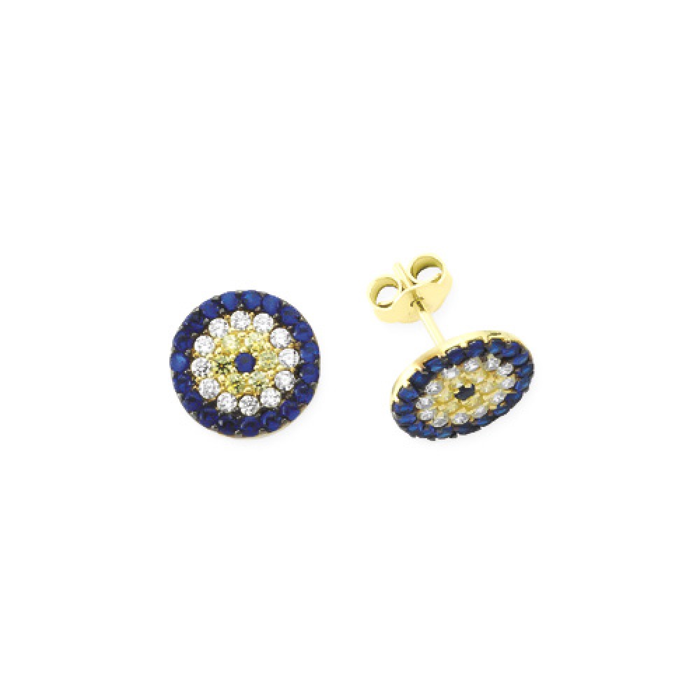 Glorria 14k Solid Gold Evil Eye Earring