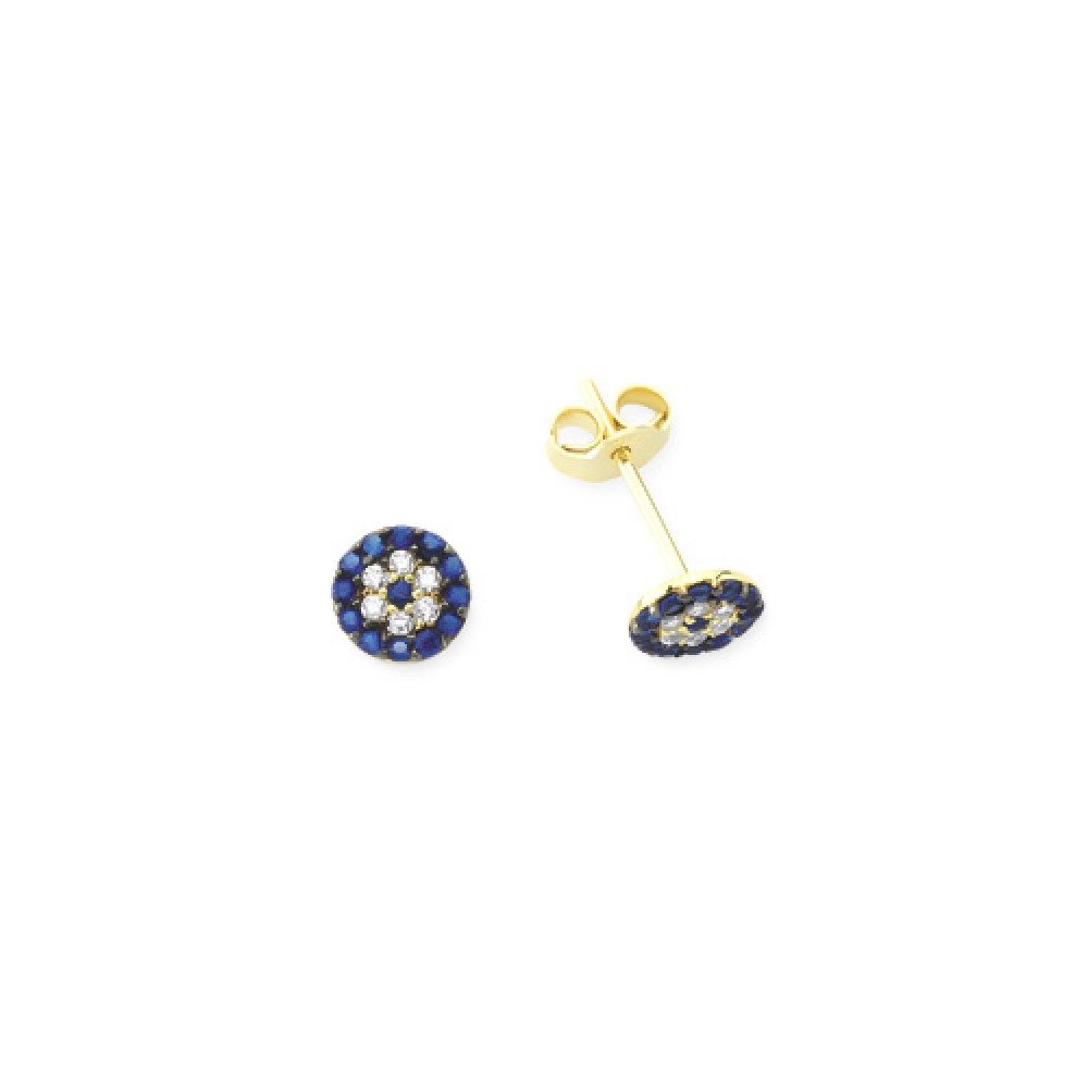 Glorria 14k Solid Gold Evil Eye Earring