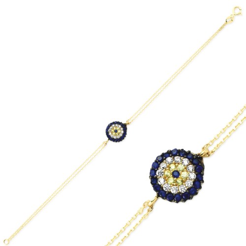 Glorria 14k Solid Gold Evil Eye Bead Bracelet Glorria 14k Solid Gold Evil Eye Bead Bracelet