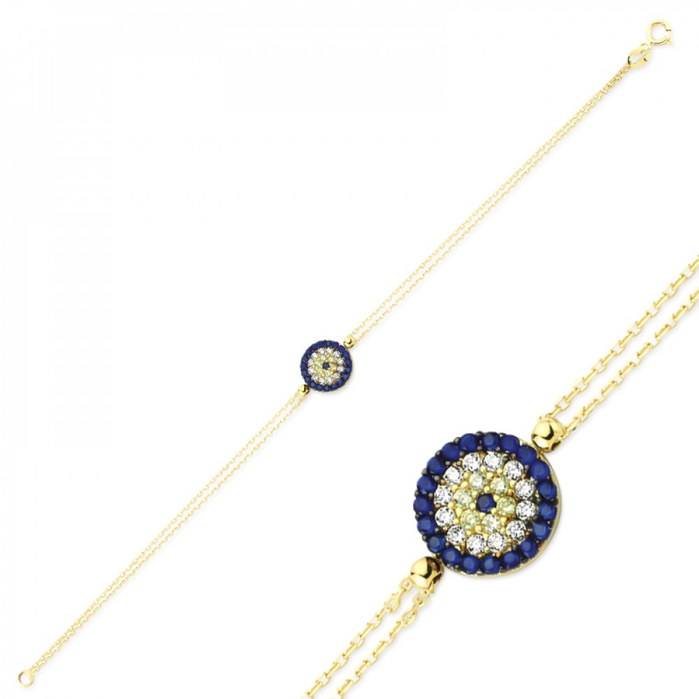 Glorria 14k Solid Gold Evil Eye Bead Bracelet