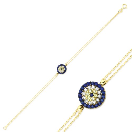 Glorria 14k Solid Gold Evil Eye Bead Bracelet Glorria 14k Solid Gold Evil Eye Bead Bracelet