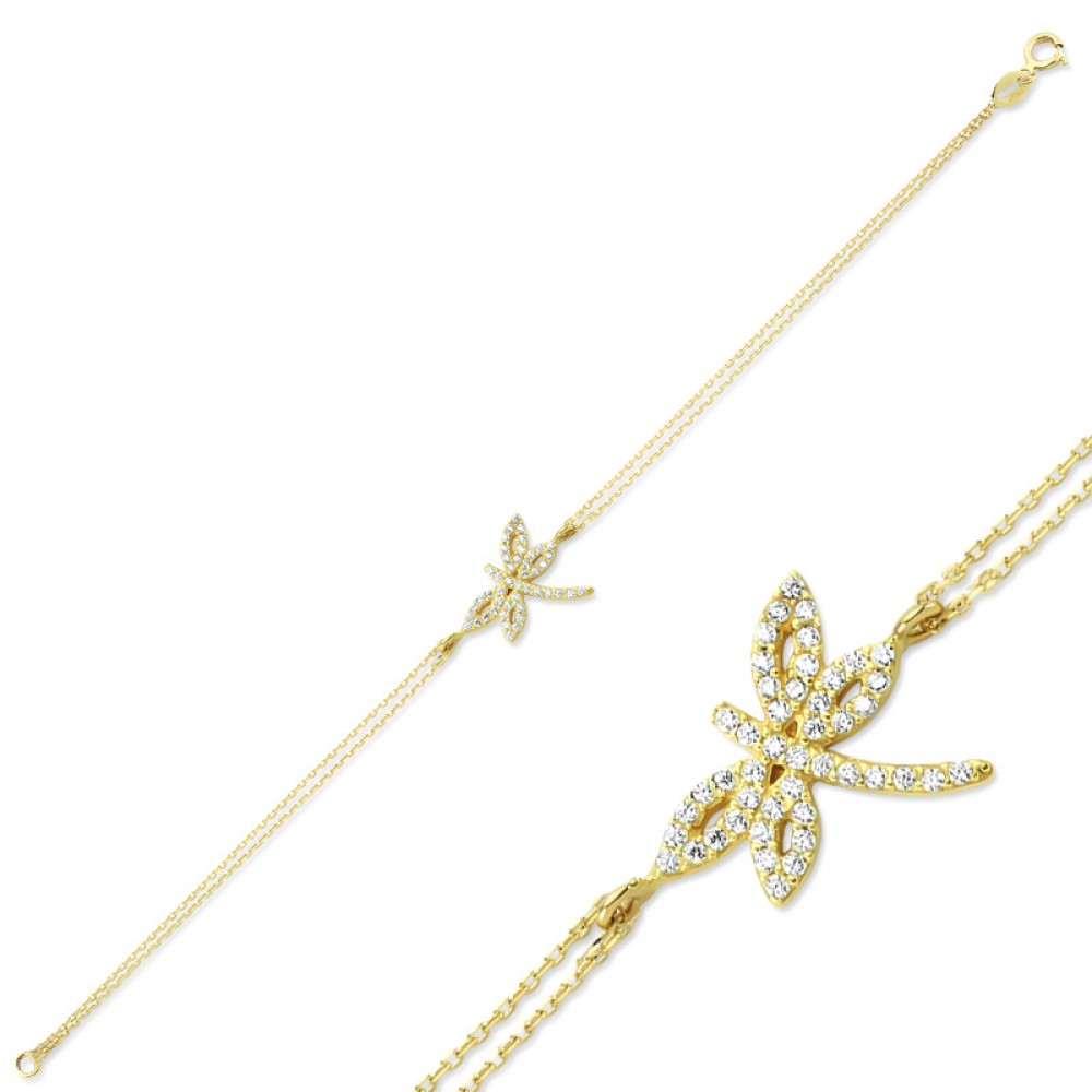 Glorria 14k Solid Gold Dragonfly Bracelet