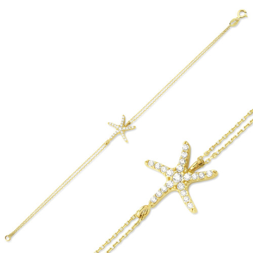 Glorria 14k Solid Gold Star Bracelet Glorria 14k Solid Gold Star Bracelet
