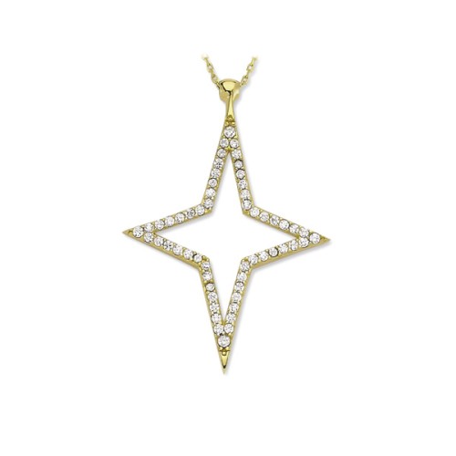Glorria 14k Solid Gold Polar Star Necklace
