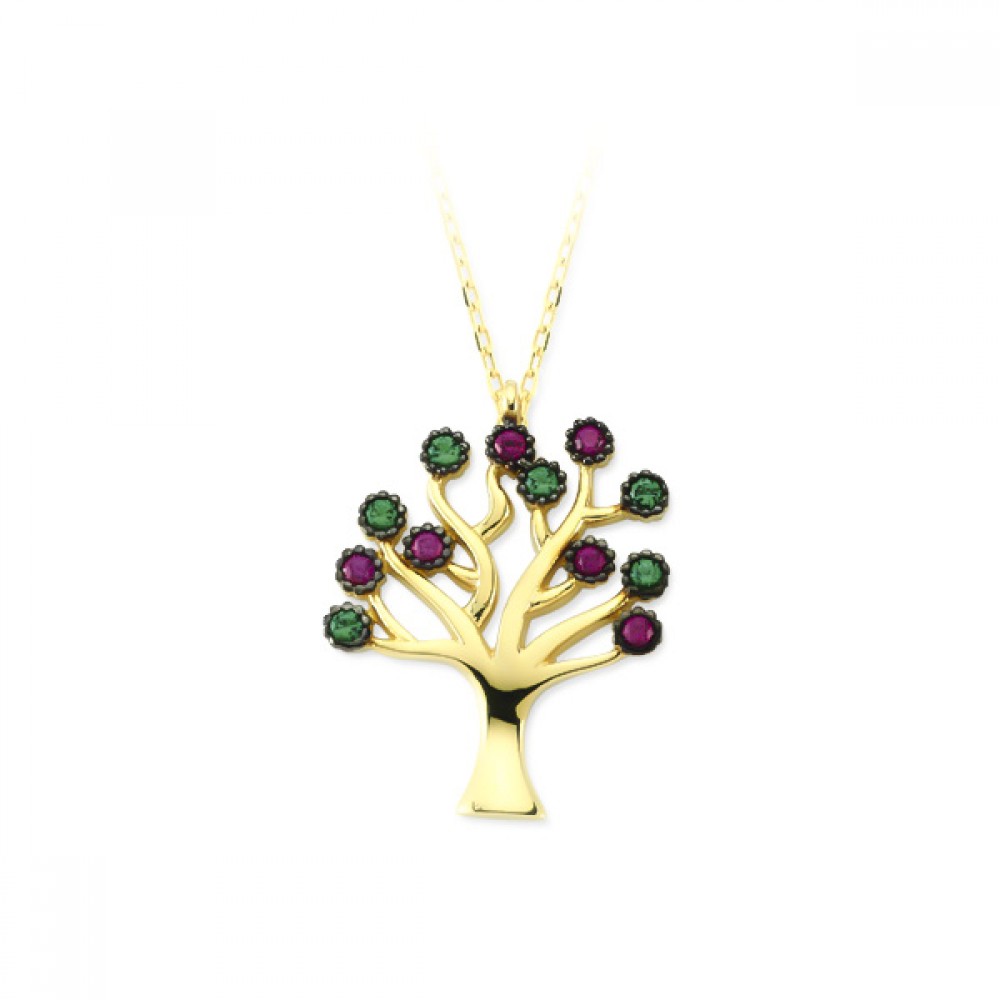 Glorria 14k Solid Gold Life Tree Necklace