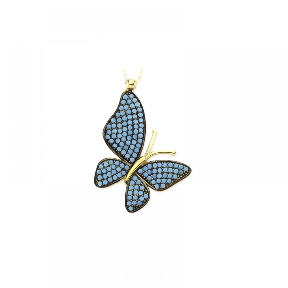 Glorria 14k Solid Gold Butterfly Necklace