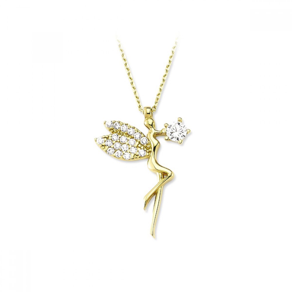 Glorria 14k Solid Gold Fairy Necklace