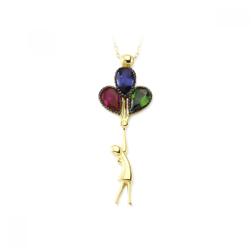 Glorria 14k Solid Gold Children Balloon Necklace