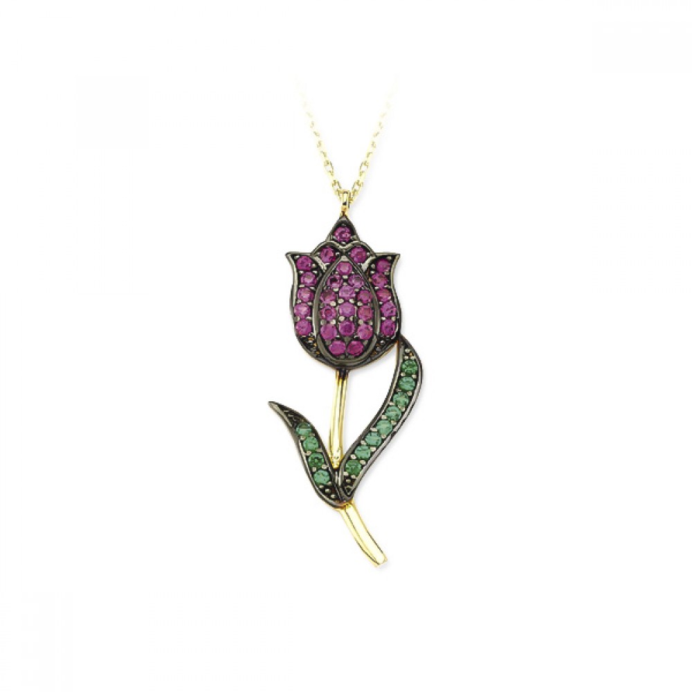 Glorria 14k Solid Gold Tulip Necklace