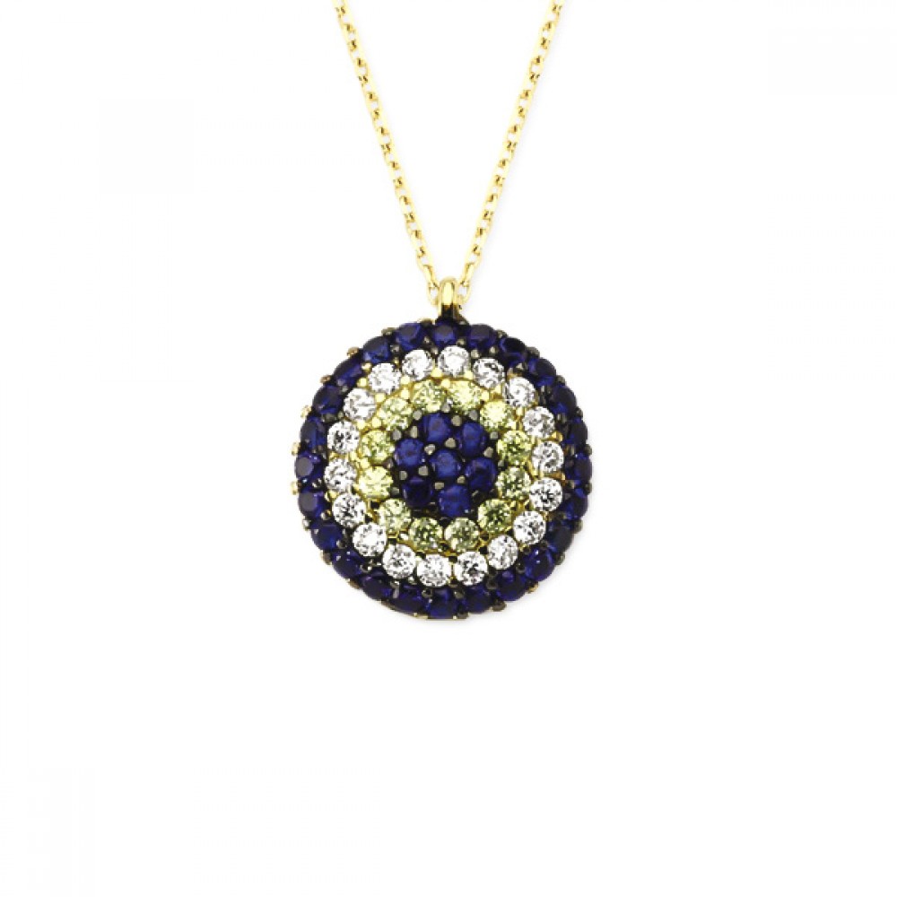 Glorria 14k Solid Gold Evil Eye Bead Necklace