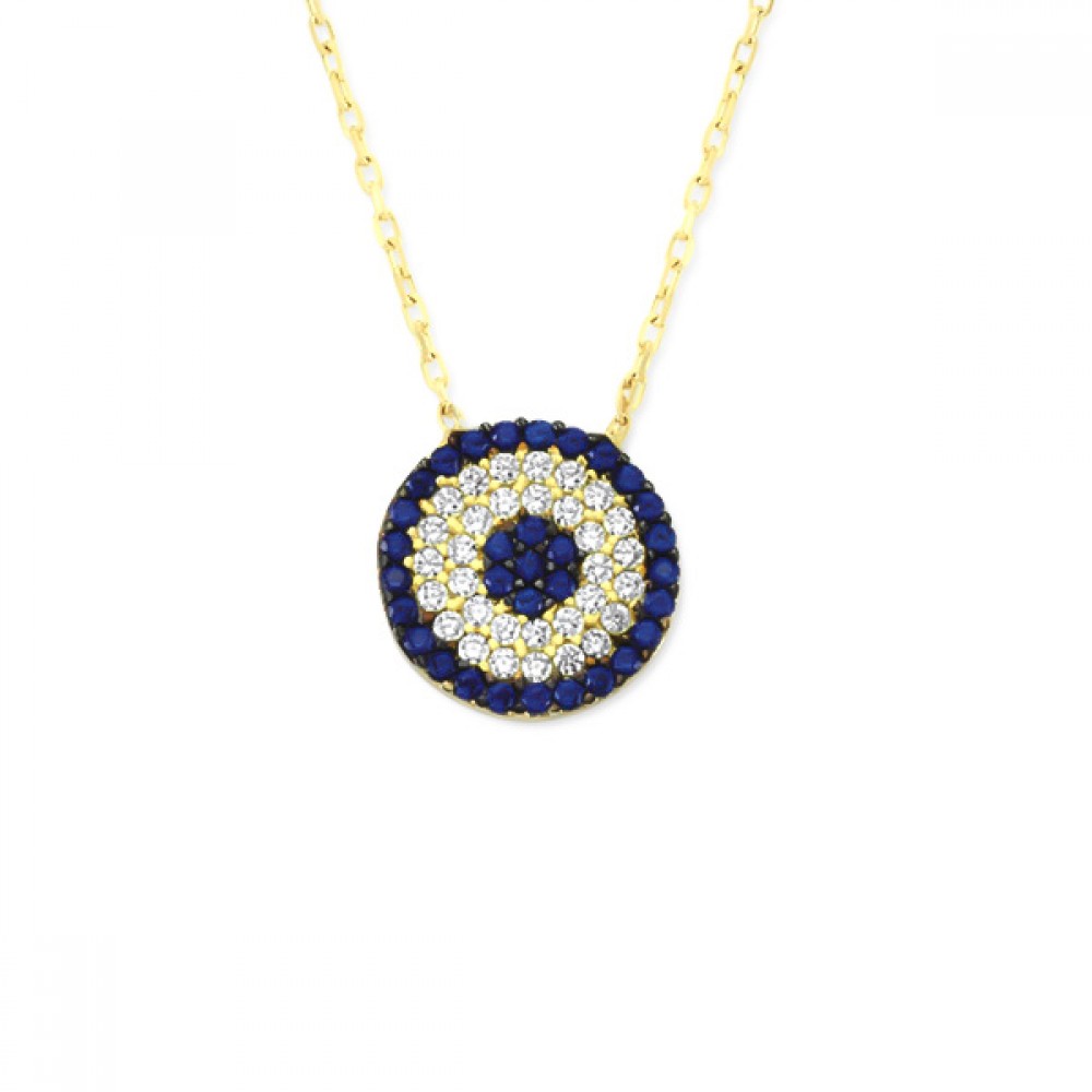 Glorria 14k Solid Gold Evil Eye Bead Necklace