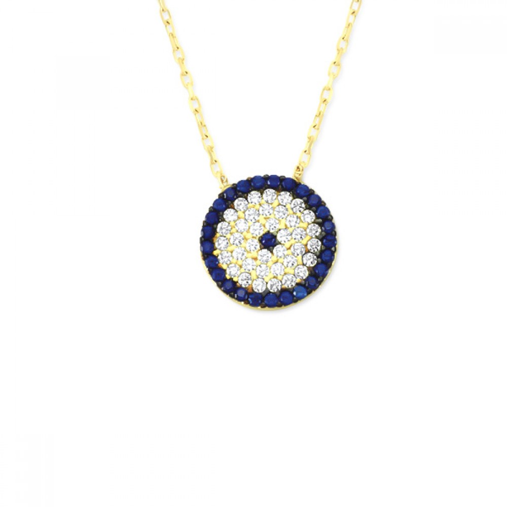 Glorria 14k Solid Gold Evil Eye Bead Necklace